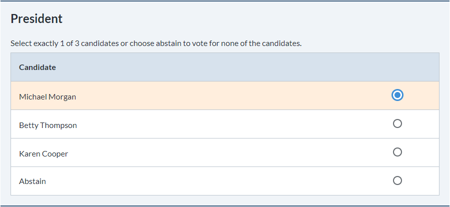 Executive officer elections using plurality voting